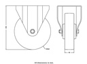 300 series 160mm fixed top plate 146x107mm castor with polyurethane on polypropylene centre ball bearing wheel 300kg - Castor drawing
