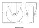 300 series 160mm fixed top plate 146x107mm castor with polyurethane on nylon centre plain bearing wheel 320kg - Castor drawing