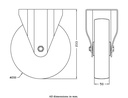 300 series 200mm fixed top plate 146x107mm castor with polyurethane on nylon centre plain bearing wheel 350kg - Castor drawing