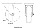 322 series 125mm swivel top plate 106x86mm castor with polyurethane on nylon centre roller bearing wheel 250kg - Castor drawing