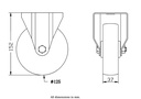300 series 125mm fixed top plate 100x84mm castor with polypropylene roller bearing wheel 170kg - Castor drawing