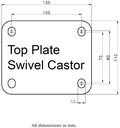 800 series 160mm swivel top plate 135x110mm - Plate drawing