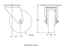 300 series 152mm swivel top plate 140x110mm castor with nylon roller bearing wheel 350kg - Castor drawing