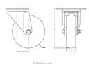 300 series 160mm swivel top plate 140x110mm castor with nylon plain bearing wheel 300kg - Castor drawing