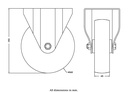 300 series 160mm fixed top plate 146x107mm castor with nylon plain bearing wheel 300kg - Castor drawing