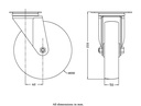 300 series 200mm swivel top plate 140x110mm castor with nylon plain bearing wheel 350kg - Castor drawing