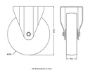 300 series 200mm fixed top plate 146x107mm castor with nylon plain bearing wheel 350kg - Castor drawing