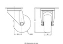 300 series 80mm swivel top plate 100x80mm castor with electrically conductive grey TPR-rubber on polypropylene centre plain bearing wheel 65kg - Castor drawing