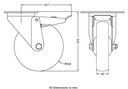 300 series 160mm swivel/brake top plate 140x110mm castor with electrically conductive grey polyurethane on nylon centre additional sealed single ball bearing wheel 260kg - Castor drawing