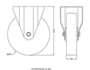 300 series 200mm fixed top plate 146x107mm castor with electrically conductive grey polyurethane on nylon centre ball bearing wheel 350kg - Castor drawing