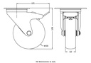 300 series 100mm swivel/brake top plate 100x80mm castor with electrically conductive grey TPR-rubber on polypropylene centre plain bearing wheel 70kg - Castor drawing