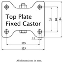 800 series 200mm fixed top plate 135x114mm - Plate drawing