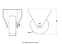 300 series 75mm fixed top plate 100x84mm castor with cast iron plain bearing wheel 170kg - Castor drawing