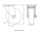 322 series 125mm swivel top plate 106x86mm castor with cast iron plain bearing wheel 280kg - Castor drawing
