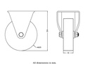 322 series 125mm fixed top plate 105x88mm castor with cast iron plain bearing wheel 280kg - Castor drawing