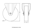 300 series 200mm fixed top plate 146x107mm castor with cast iron roller bearing wheel 350kg - Castor drawing
