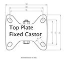 300SS series 80mm stainless steel fixed top plate 100x85mm - Plate drawing