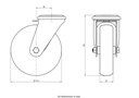 300SS series 125mm stainless steel swivel bolt hole 12mm castor with grey TPR-rubber on polypropylene centre plain bearing wheel 125kg - Castor drawing