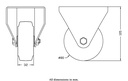 300SS series 80mm stainless steel fixed top plate 98x84mm castor with blue elastic rubber on nylon centre plain bearing wheel 140kg - Castor drawing