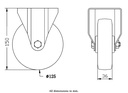 300SS series 125mm stainless steel fixed top plate 100x85mm castor with blue elastic rubber on nylon centre stainless steel roller bearing wheel 150kg - Castor drawing