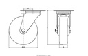 300SS series 160mm stainless steel swivel top plate 140x110mm castor with blue elastic rubber on nylon centre stainless steel roller bearing wheel 300kg - Castor drawing