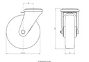 300SS series 125mm stainless steel swivel bolt hole 13mm castor with blue elastic rubber on nylon centre stainless steel roller bearing wheel 150kg - Castor drawing