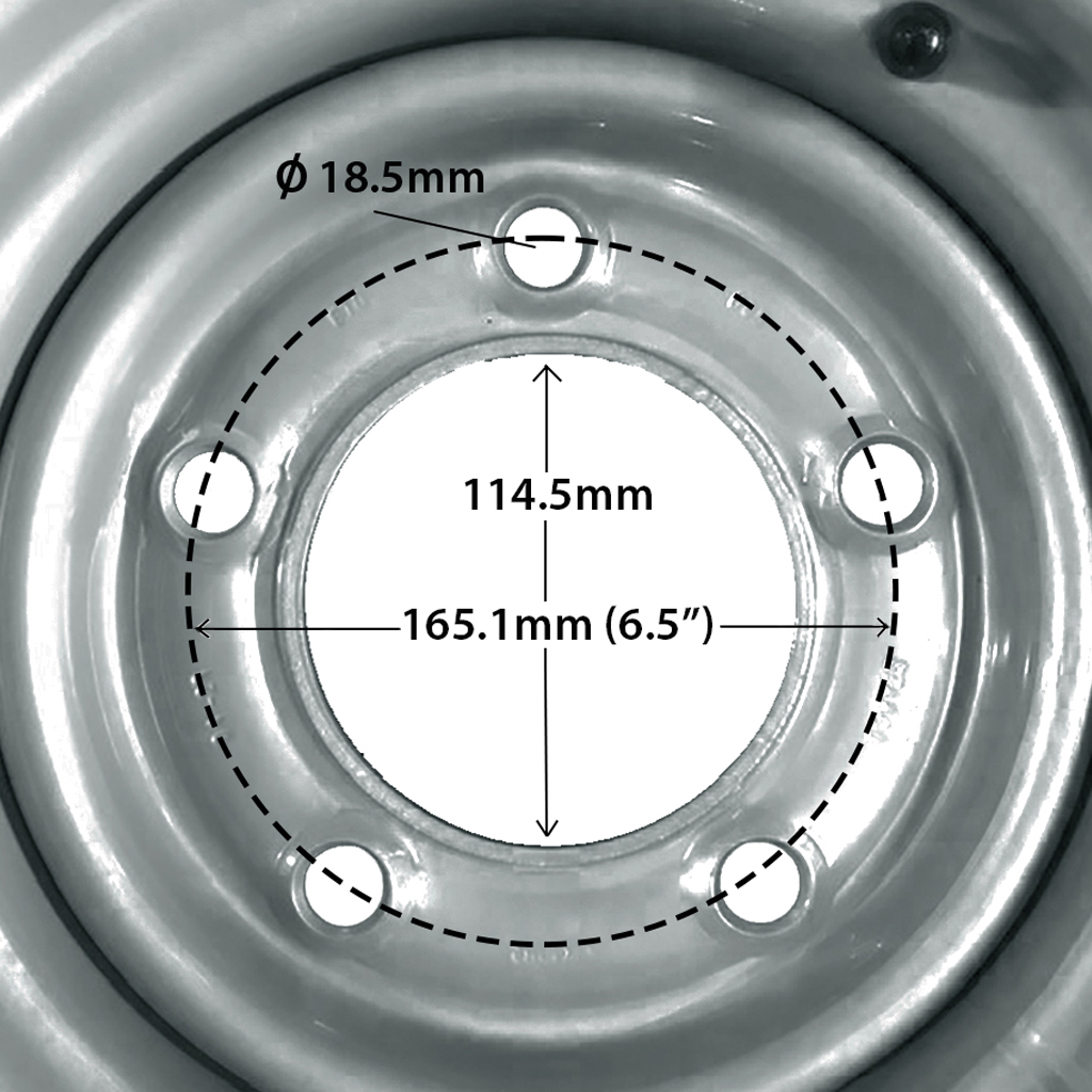 6x12"    5/165.1/114.5 Rim with Dimensions