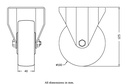 300SS series 100mm stainless steel fixed top plate 100x84mm castor with polyurethane on nylon centre plain bearing wheel 150kg - Castor dimensions