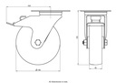 300SS series 160mm stainless steel swivel/brake top plate 140x110mm castor with polyurethane on nylon centre plain bearing wheel 300kg - Castor dimensions