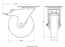 300SS series 160mm stainless steel swivel/brake top plate 140x110mm castor with polyurethane on polypropylene centre stainless steel ball bearing wheel 300kg