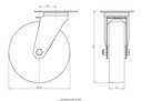 300SS series 200mm stainless steel swivel top plate 140x110mm castor with polyurethane on nylon centre plain bearing wheel 300kg - Castor dimensions