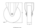 300SS series 200mm stainless steel fixed top plate 138x116mm castor with polyurethane on nylon centre plain bearing wheel 300kg - Castor dimensions