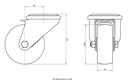 300SS series 80mm stainless steel swivel bolt hole 12mm castor with polyurethane on nylon centre plain bearing wheel 120kg - Castor dimensions