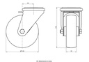 300SS series 100mm stainless steel swivel bolt hole 12mm castor with polyurethane on nylon centre plain bearing wheel 150kg
