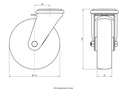 300SS series 125mm stainless steel swivel bolt hole 12mm castor with polyurethane on nylon centre plain bearing wheel 150kg - Castor dimensions
