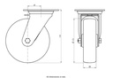 400SS series 125mm stainless steel swivel top plate 100x85mm castor with polyurethane on nylon centre plain bearing wheel 230kg - Castor dimensions
