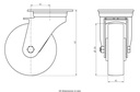 800SS series 150mm stainless steel swivel top plate 140x110mm castor with polyurethane on nylon centre stainless steel ball bearing wheel 600kg - Castor dimensions