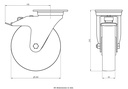 800SS series 200mm stainless steel swivel/brake top plate 140x110mm castor with polyurethane on nylon centre stainless steel ball bearing wheel 750kg - Castor dimensions