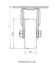 100SS series 50mm stainless steel fixed top plate 60x60mm castor with nylon tread on polypropylene centre plain bearing wheel 50kg - Castor dimensions