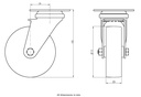 100SS series 75mm stainless steel swivel top plate 60x60mm castor with nylon plain bearing wheel 75kg - Castor dimensions