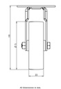 100SS series 75mm stainless steel fixed top plate 60x60mm castor with nylon plain bearing wheel 75kg - Castor dimensions