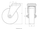100SS series 75mm stainless steel swivel bolt hole 11mm castor with nylon plain bearing wheel 75kg - Castor dimensions