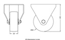 300SS series 80mm stainless steel fixed top plate 100x85mm castor with nylon plain bearing wheel 150kg - Castor dimensions