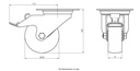 300SS series 80mm stainless steel swivel/brake top plate 100x85mm castor with nylon plain bearing wheel 150kg - Castor dimensions