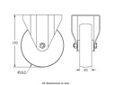300SS series 160mm stainless steel fixed top plate 138x116mm castor with nylon plain bearing wheel 300kg - Castor dimensions