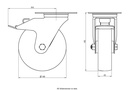 300SS series 160mm stainless steel swivel/brake top plate 140x110mm castor with nylon plain bearing wheel 300kg - Castor dimensions