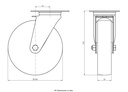300SS series 200mm stainless steel swivel top plate 140x110mm castor with nylon plain bearing wheel 300kg - Castor dimensions