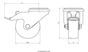 300SS series 80mm stainless steel swivel/brake bolt hole 12mm castor with nylon plain bearing wheel 150kg - Castor dimensions