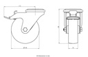 300SS series 100mm stainless steel swivel/brake bolt hole 12mm castor with nylon plain bearing wheel 150kg - Castor dimensions