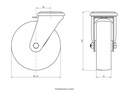 300SS series 125mm stainless steel swivel bolt hole 12mm castor with nylon plain bearing wheel 150kg - Castor dimensions